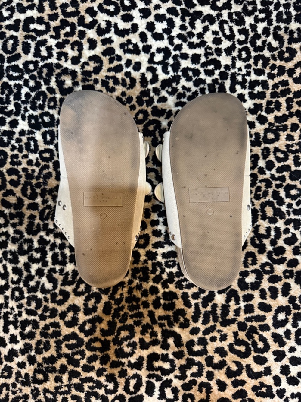 Marc Fisher Beige Studded Double-Buckle Slide Sandals - Picture 3 of 4
